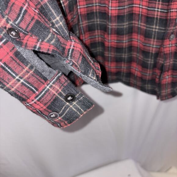 Carbon 2 Cobalt Men's XXL Red Gray Plaid Lined Button Front Shirt Long Sleeves - Picture 2 of 9